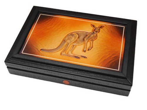 Massivholzkassette 1/10, 1/4, 1/2 oder 1 oz Gold Nugget / Känguru Australien