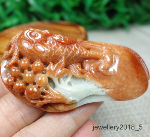 Certified Tawny Burma 100% Natural A jadeite jade Pendant~Phoenix 凤凰 - Picture 2 of 15