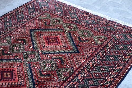 5 x 7 ft Afghan Vintage Bukhara Area Rug Antique Oriental Hand Knotted Wool Rug - Picture 3 of 10