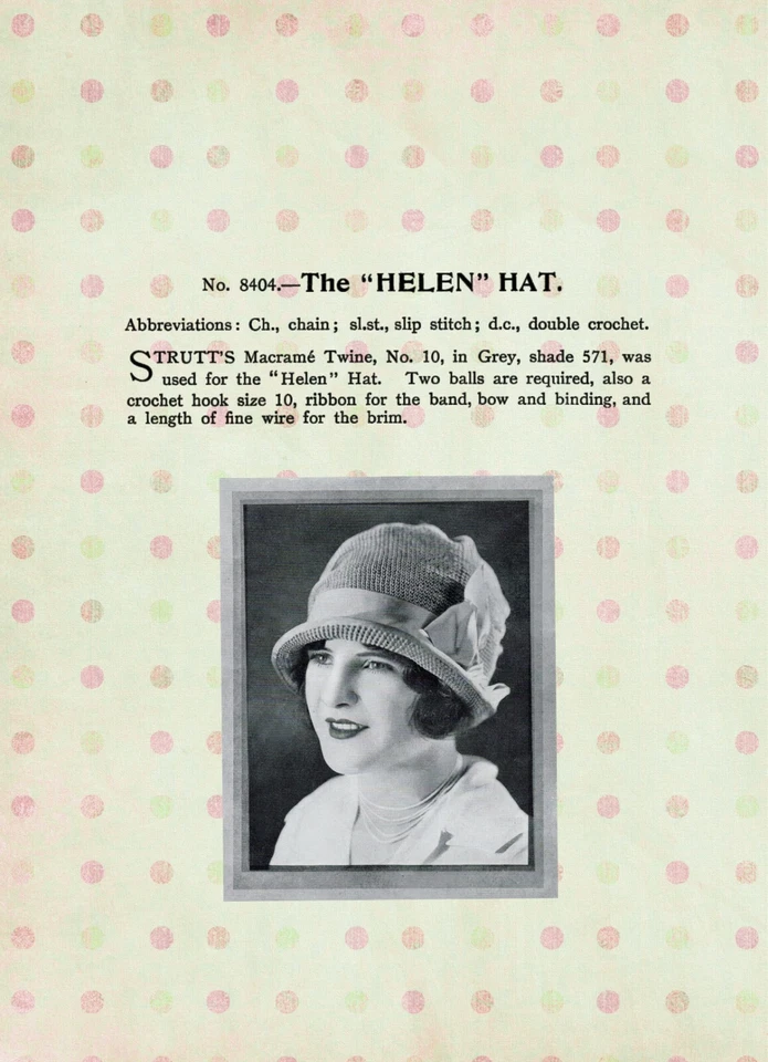 1920s Ladies Crochet Cloche Hat Pattern - Copy - Image 2 of 2