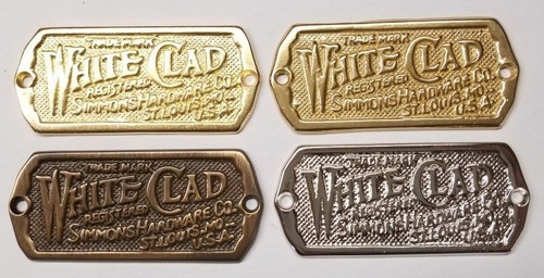 Antique Brass - Cast White Clad Ice Box Name Plate nameplate refrigerator Sim... - Picture 4 of 6