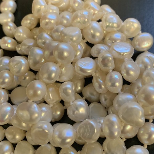 Vintage Single Strand Opera Genuine Baroque Pearls Necklace 60” L - Afbeelding 3 van 7