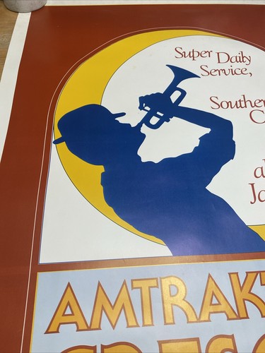 RARE Vtg AMTRAK Crescent Train NEW ORLEANS to DC Travel Poster 25x40 Jazz - Picture 8 of 13