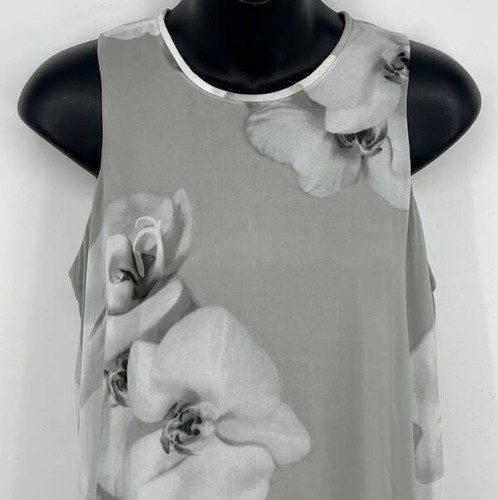 Calvin Klein Womens Shift Dress Size 4 NEW Floral Gray Sleeveless Round Neck - Picture 2 of 7