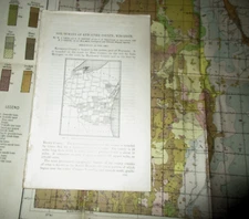 GEOLOGY PEDALOGY WISCONSIN 1911 KEWAUNEE COUNTY SURFICIAL FEATURES LG SOILS MAP