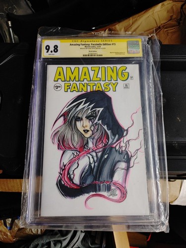 Amazing Fantasy #15 Facsimile blank fluorescent ink drawing by anna zhuo CGC 9.8