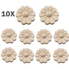 10x Chic Wood Carved Flower Onlay Applique Frame Decal Craft Door Figurine 6cm