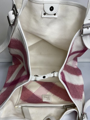 Burberry Large Bag Pink Nova Check Plaid Shoulder Tote Handbag Limited Edition - Picture 9 of 12