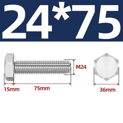 Tornillos hexagonales de acero inoxidable 316L A4-70 pernos hexagonales para pies grado marino M16 M20 M24 - Imagen 102 de 116
