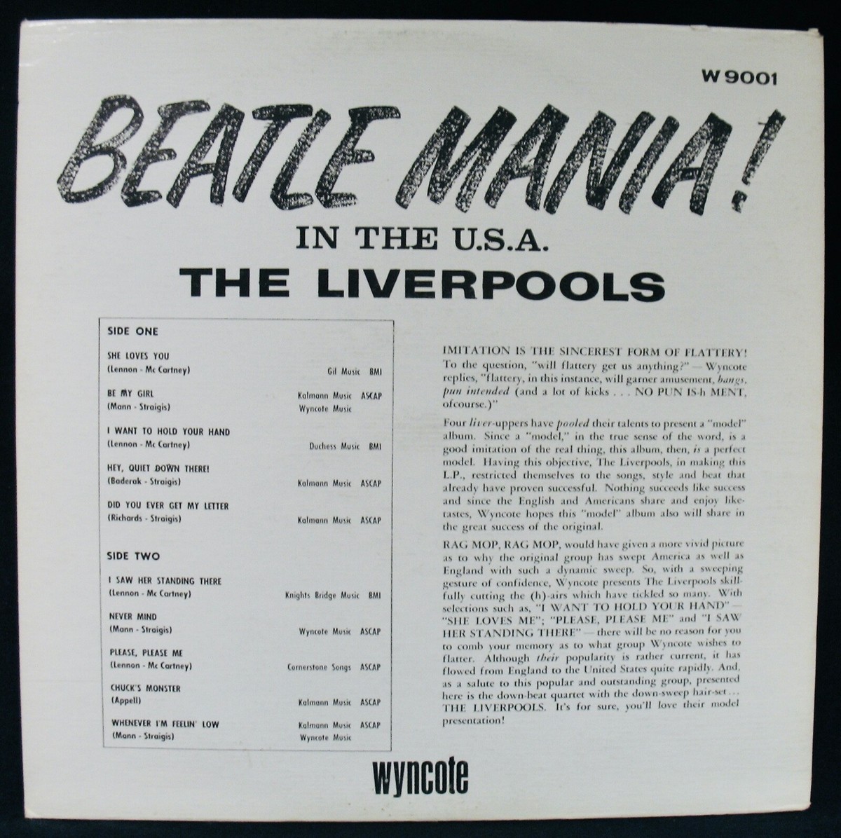 THE LIVERPOOLS~Beatle Mania! In The USA~1964 Mono Vinyl