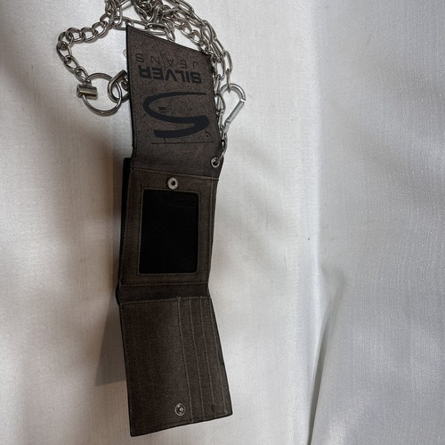 Portafoglio vintage argento jeans bikers triplo con catena RARO - Foto 7 di 23