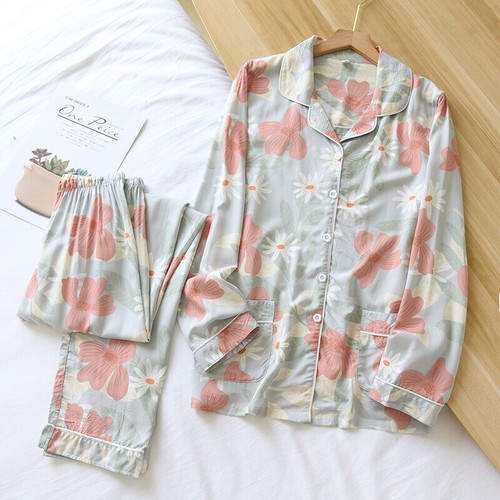 New Pajamas Suit Soft Long Pajamas Simple Style New Women Spring Autumn - Picture 22 of 38