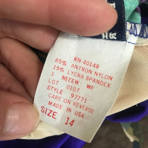 Traje de baño Oscar De La Renta vintage retro floral púrpura multicolor para mujer talla 14 - Imagen 4 de 9