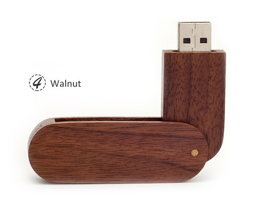 Free Custom Company Logo Rotate Walnut Wooden USB Memory Stick Flash Pen Drive - Picture 2 of 10