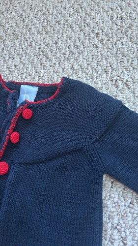 Bella Bliss Cardigan Navy And Red Size 4 Girls - Picture 4 of 6