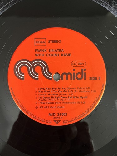 FRANK SINATRA WITH COUNT BASIE 1974 GERMANY VINYL LP MID 24 002 ULTRASONIC CLEAN - Picture 8 of 8