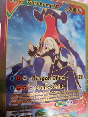 Garchomp V Rainbow Foil Fan Art Vinyl Textured Collector Card