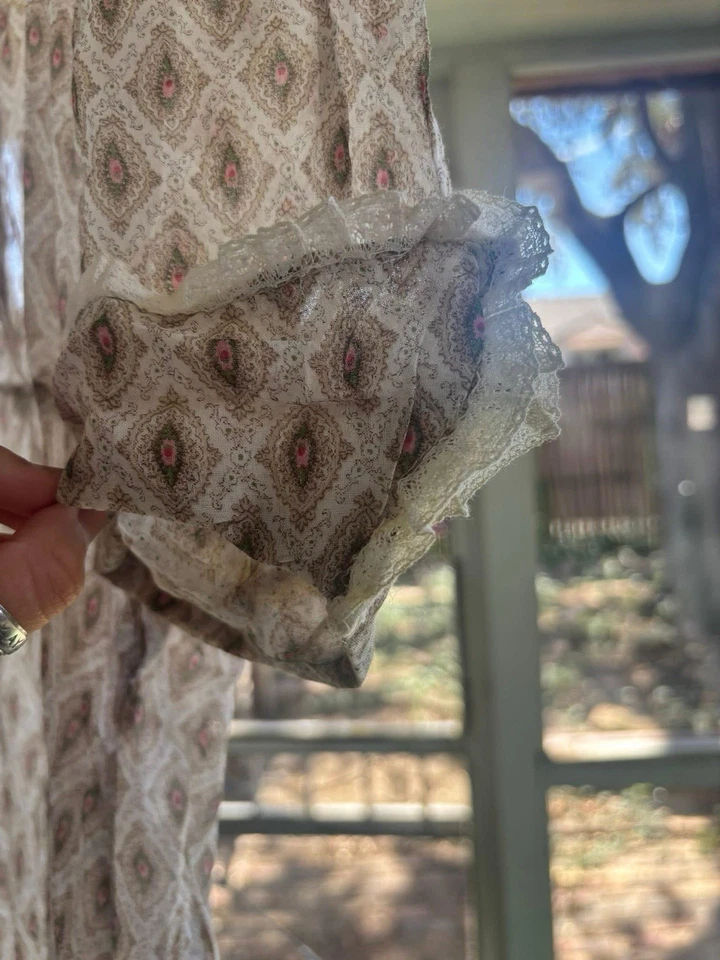 Antique Sheer Floral Dress Edwardian 1900s - Image 4 of 4