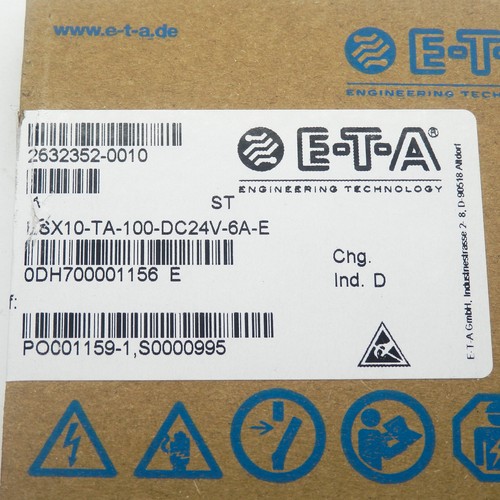 E-T-A ESX10-TA-100-DC24V-6A-E 24VDC 6A Electronic Circuit Protector - Picture 3 of 3