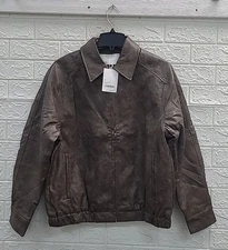 Oak + Fort Vegan Leather Bomber Jacket Women's Size Small