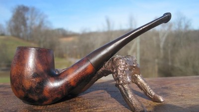 Unbranded Imported Briar 2 Tone Bent Billiard Meerschaum Lined Estate Pipe 5'' L