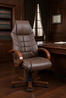 BüRosessel Kunstleder Braun Mit Ergonomischer RüCkenlehne Und Holzarmlehnen