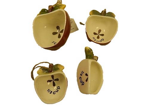 Juego de 4 tazas medidoras Tender Heart Treasures manzana roja para colgar en la pared de cerámica - Imagen 2 de 7