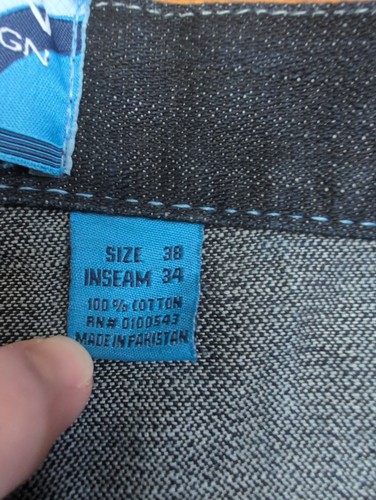 Evolution In Design Jeans Mens 38x34 Baggy Y2K Embroidered Wide Leg Dark Blue - Picture 12 of 17