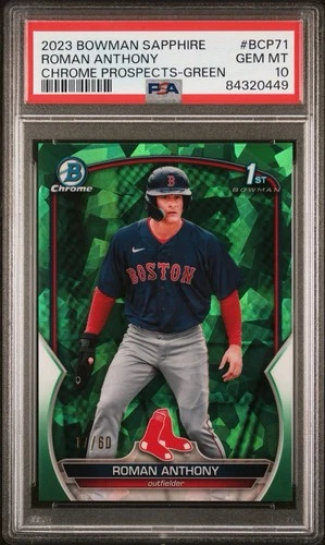 2023 Bowman Sapphire Chrome 1st Prospects Roman Anthony Green /60 (RC) Psa10