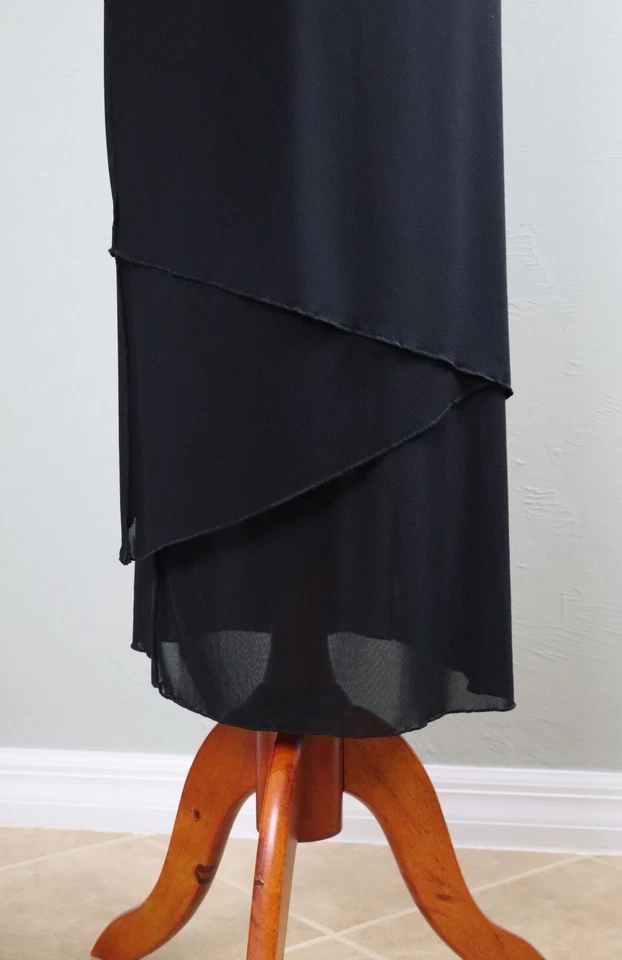 Vestido sin mangas CYNTHIA ASHBY $199 negro liso forrado elástico talla pequeña Foto 3 de 4