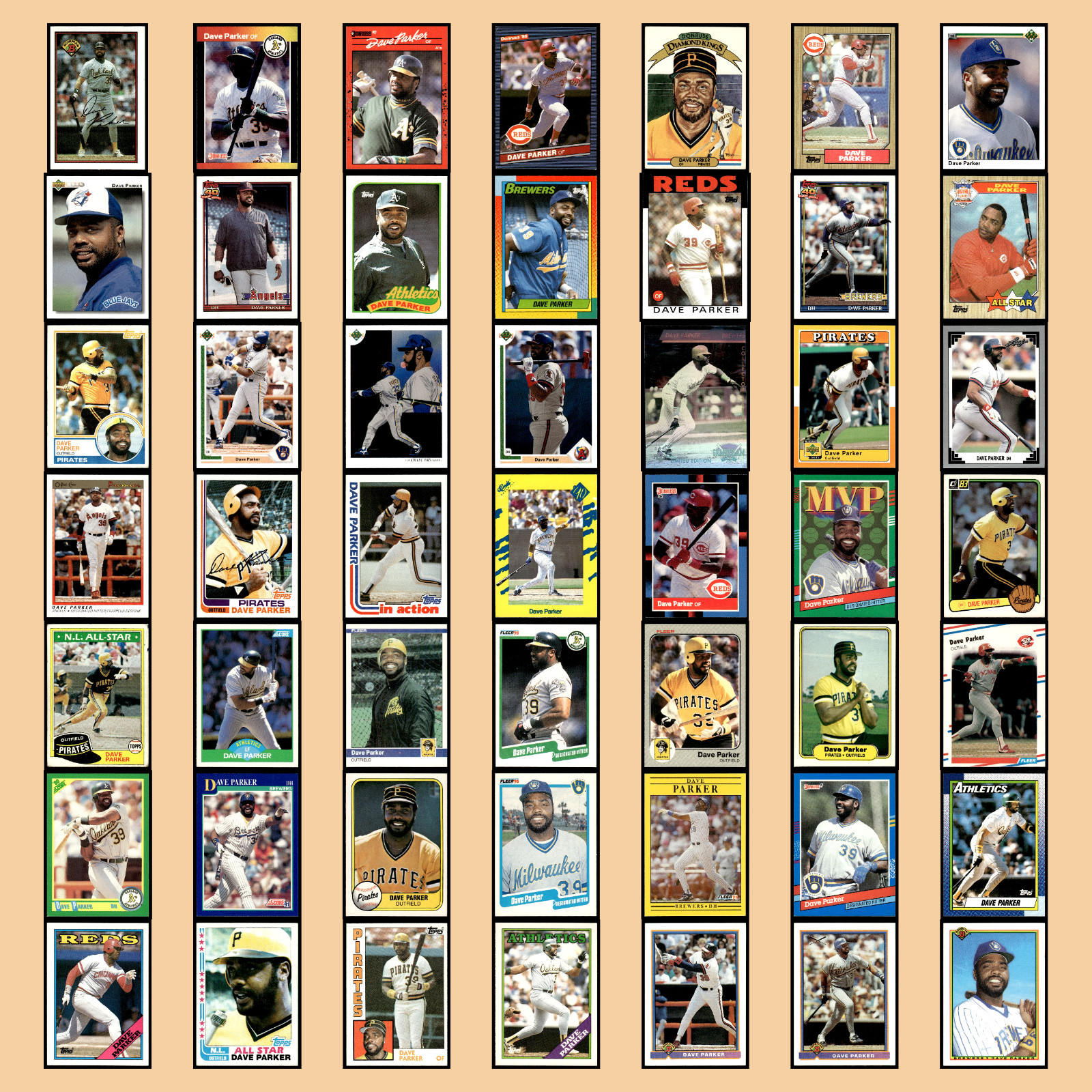 Dave Parker Lot 49 Baseball Cards 1989 Bowman Oakland Athletics Set Collection
