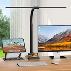 APMIEK Dimmable Dual Head LED Desk Lamp with Phone Holder, Eye-Care Office Light