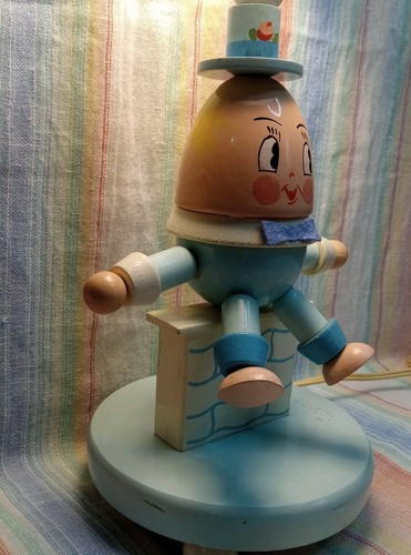 VINTAGE Humpty Dumpty Holz Lampe & Schirm Kinderzimmer Kunststoff inkl. ca 1960er *FUNKTIONIERT!!* - Bild 5 von 24