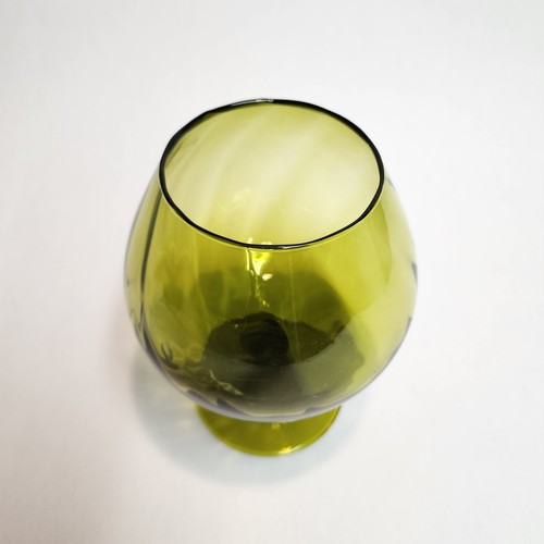 Vintage Empoli Blown Glass Brandy Snifter Large Green Optic Swirl Twist MCM 12” - Picture 6 of 22