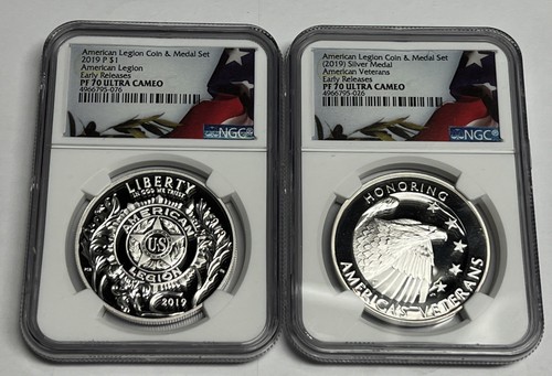 2019 American Legion Silver Coin & Medal Set NGC PF70 Early Releases, Veterans