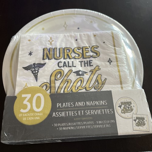 Nurses Call The Shots Graduation Plates & Napkins -new - Picture 1 of 1