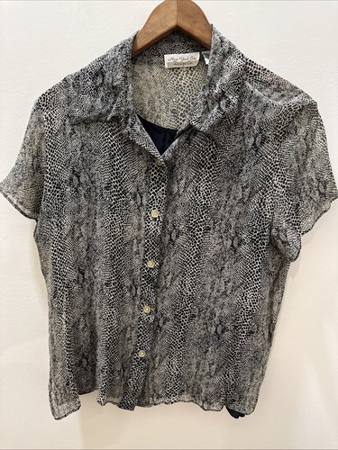 New York City Design Co schwarz & hellbraun Animal Print Seide Bluse Top & Tank Größe L - Bild 6 von 8