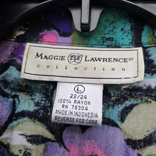 80s 90s Maggie Lawrence Romper Shorts Tropical Floral Collar Button Front 22/24 - Picture 19 of 19