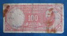 1960 CHILE CIRCULATED 10 CENTESIMOS ON 100 PESOS BANKNOTE