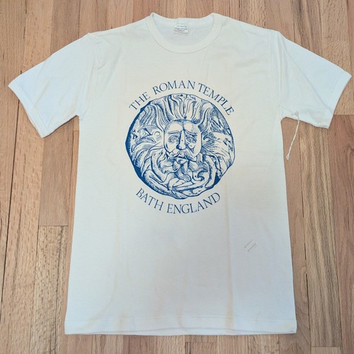 The Roman Temple Bath England T Shirt Tote Bag Medium 90s White Vintage England - Picture 6 of 10