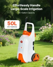 13.1Gal Battery Powered Wheeled Sprayer - 0-80 PSI Adjustable Electric Weed Spra