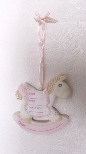 Precious Moments 2001 Baby Girls First Christmas Ornament Rocking Horse - Picture 2 of 2