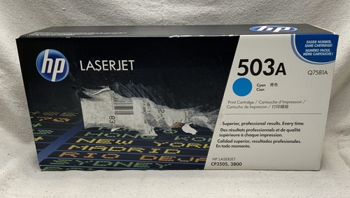 NEW Genuine HP 503A Q7581A Cyan Toner Cartridge For HP LaserJet CP3505 Sealed - Picture 1 of 6