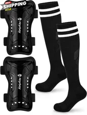 Kids Soccer Shin Guards and Socks Toddler Pads Small, Black 