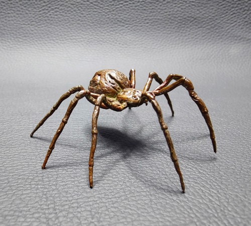 Adorno de estatua de araña de bronce vintage, figura de araña de metal de cobre vivo regalo - Imagen 6 de 8