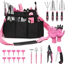 Gardening Tool Set, Stainless Steel Heavy Duty Set,with Pink