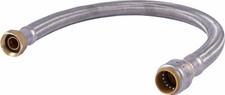 18 In. Push-Fit Water Heater Connector, Braided Stainless Steel, 3/4 x 3/4 In.