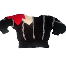 Lilli Ann Sweater Women Angora Wool Stripped Fluffy Glam 80s Vintage Hand Knit