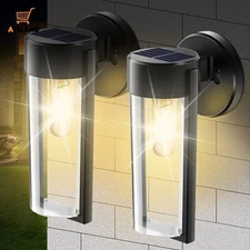 2X Outdoor Solar Wall Light Tungsten Filament Motion Sensor Courtyard Porch Lamp