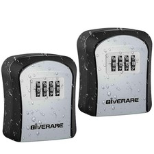 2 Pack Key Lock Box Combination, 4-Digit Lockbox Wall Mount Outside, Waterpro...